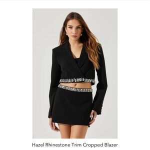 ASTR the Label Hazel Rhinestone Trim Cropped Blazer NWOT
